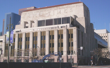 The LA Times building in downtown Los Angeles 