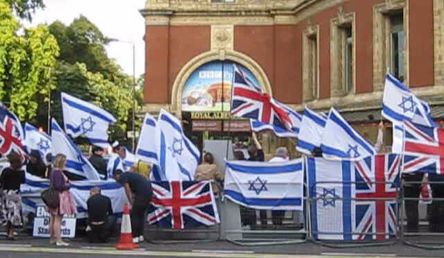 Click here to see a video of the pro-Israel counter-demonstration at the Royal Albert Hall London on September 1, 2011, in which supporters of Israel far outnumbered the extremists supporting the PLO